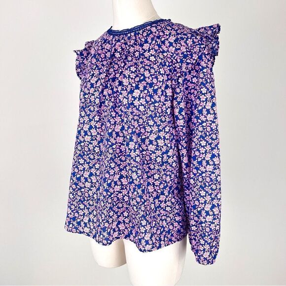 J. Crew Long-Sleeve Ruffle-Shoulder Top Size M - Picture 5 of 13